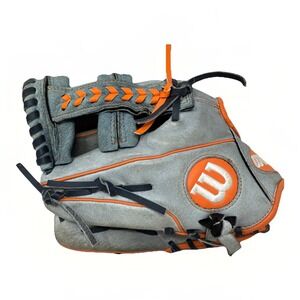 Wilson A450 11" Youth Infield Leather Gray Orange Baseball Glove A04LB19CC1 LHT